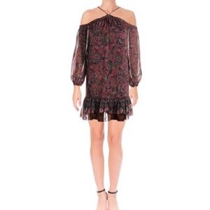 AQUA Metallic Mini Floral Flounce Dress, NWT M